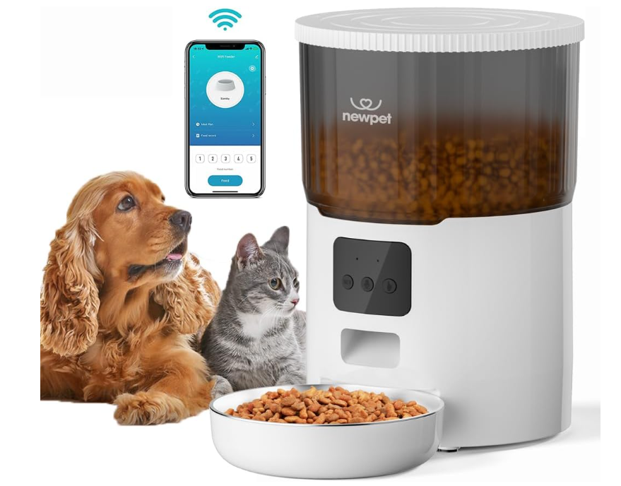 Alimentador Automático Cães Gatos Pets,4L Tuya APP Alimentador Pet Gato Cão Automático Wi-fi Smart Programável 1-4 Refeições por Dia