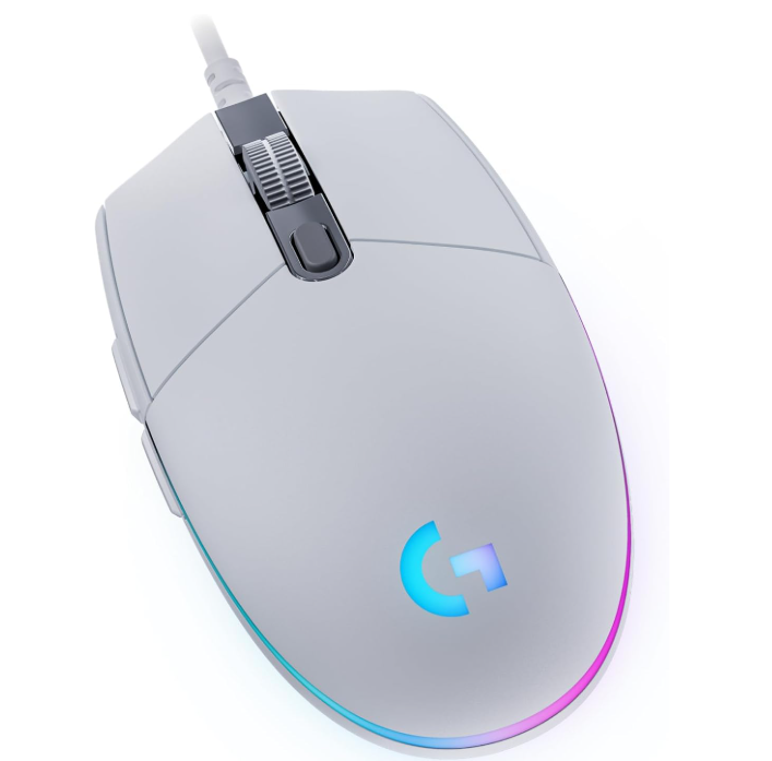 Mouse Gamer Logitech G203 LIGHTSYNC RGB, Efeito de Ondas de Cores, 6 Botões Programáveis e Até 8.000 DPI - Branco