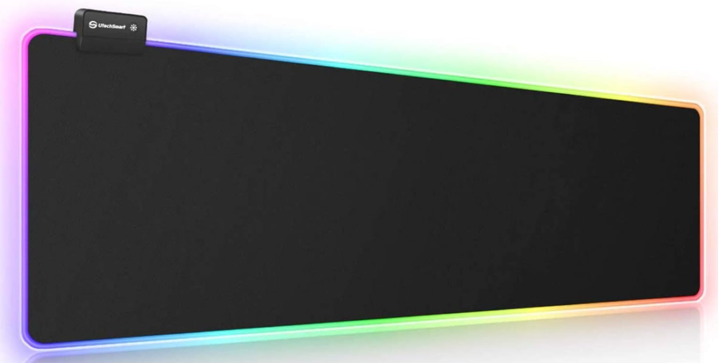 Mouse pad para jogos RGB, UtechSmart Mouse pad grande estendido macio com 14 modos de iluminação, 2 níveis de brilho, mousepads para teclado de computador.